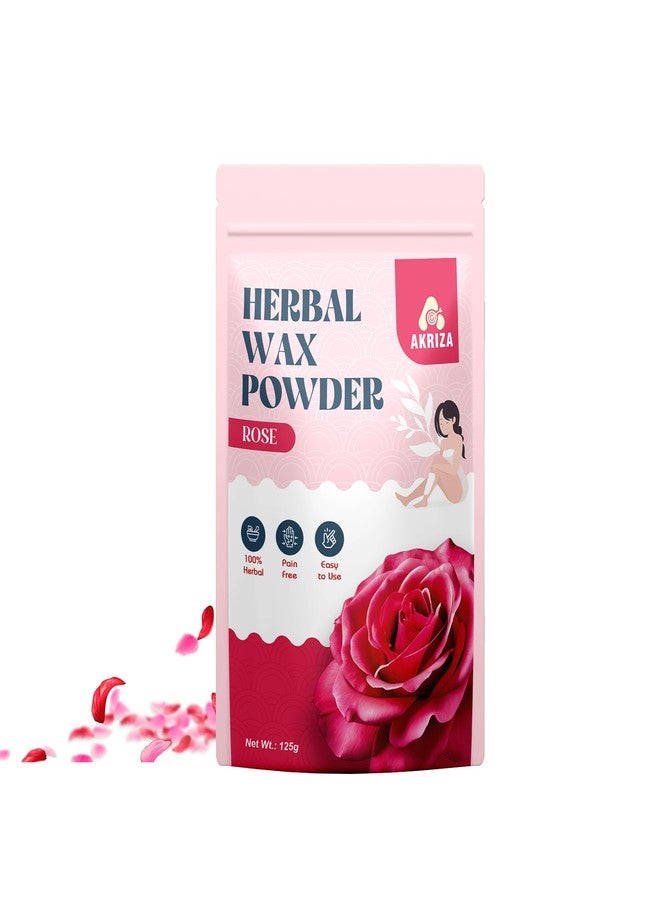 AKRIZA Painless Herbal Wax Powder for Hair Removal - 125g | For Women & Men | Quick & Easy Use on Hands, Legs, Underarms, Bikini & Intimate Areas | No Chemicals, No Irritation, All Skin Types (125 Gm, Rose) - Image 1
