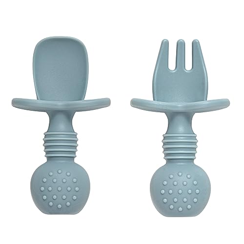 Eascrozn Baby Spoons and Forks Feeding Set, 6 Pack Silicone First Stage Self Feeding Toddler Utensils, BPA Free, Baby Led Weaning Supplies for Training Spoons - Image 4