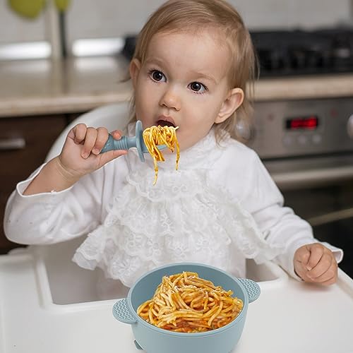 Eascrozn Baby Spoons and Forks Feeding Set, 6 Pack Silicone First Stage Self Feeding Toddler Utensils, BPA Free, Baby Led Weaning Supplies for Training Spoons - Image 5