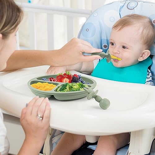 Eascrozn Baby Spoons and Forks Feeding Set, 6 Pack Silicone First Stage Self Feeding Toddler Utensils, BPA Free, Baby Led Weaning Supplies for Training Spoons - Image 3