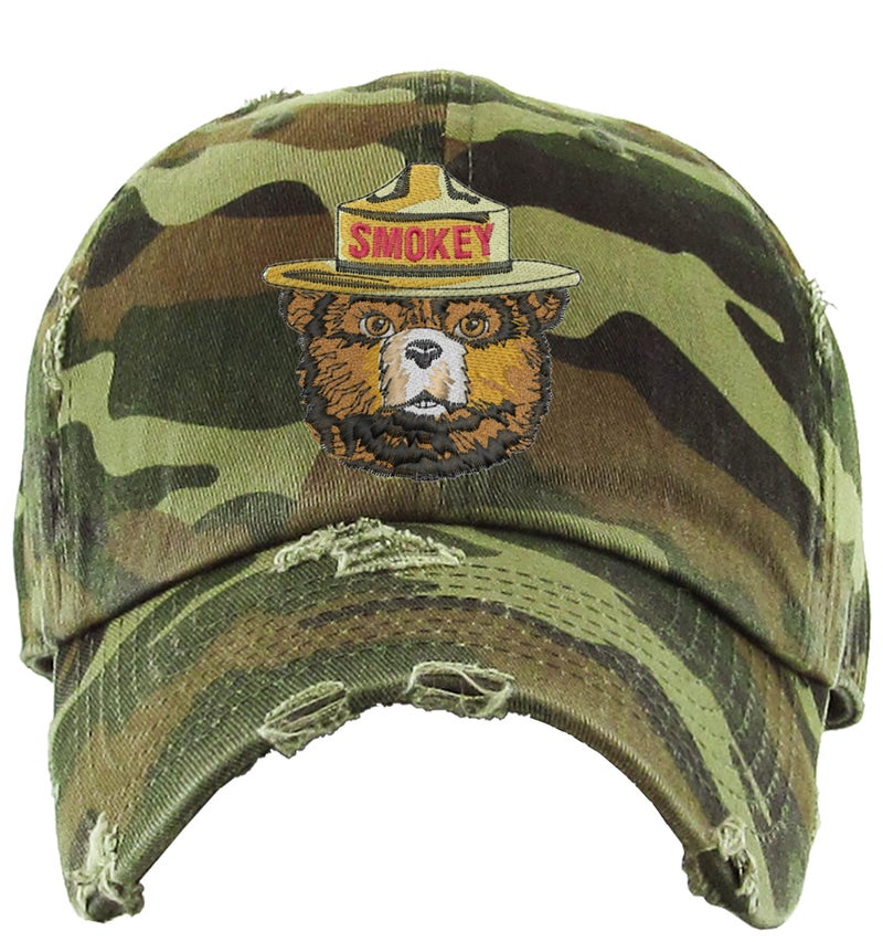 ALLNTRENDS Smokey Bear Dad Hat Embroidered Adult Vintage U.S. Forest Service Cap Adjustable Hat (Camo) - Image 1