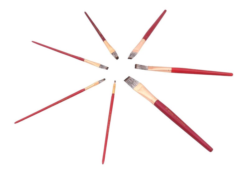 VNQ Gold Plated Flat Painting Brush Set of 7 Number - 1, 2, 4, 6, 8, 10, 12 - Image 3