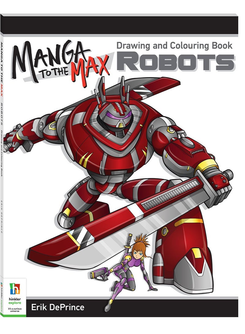 Hinkler Manga to the Max Drawing & Coloring Book Robots - Image 1