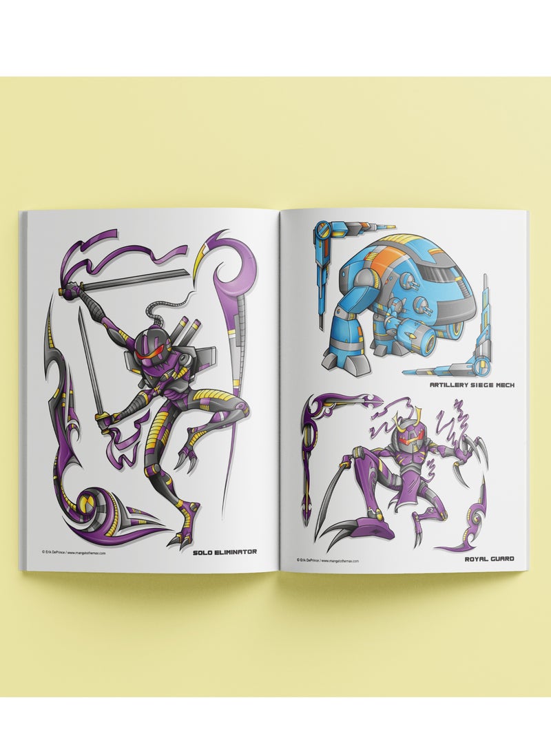 Hinkler Manga to the Max Drawing & Coloring Book Robots - Image 2