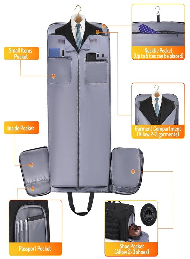 MOZETO Convertible Garment Duffle Bags for Travel, Carry On Suit Duffle Bags with Shoulder Strap 2 in 1 Hanging Garment Duffle Bag for Men - Image 3