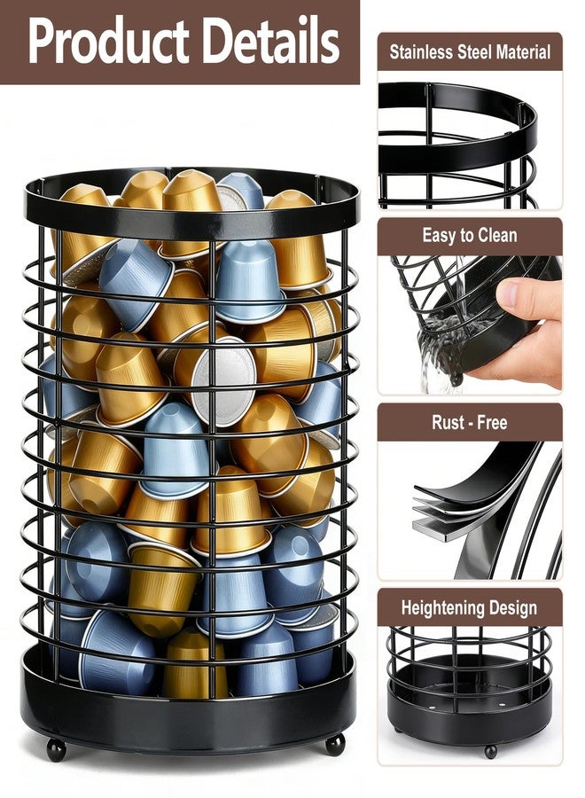 IWNTWY Coffee Pod Holder, Large Capacity K Cup Holder for Kitchen Countertop, Black Modern Basket Coffee Bar Station Espresso Pods Capsules Organizer - Image 4