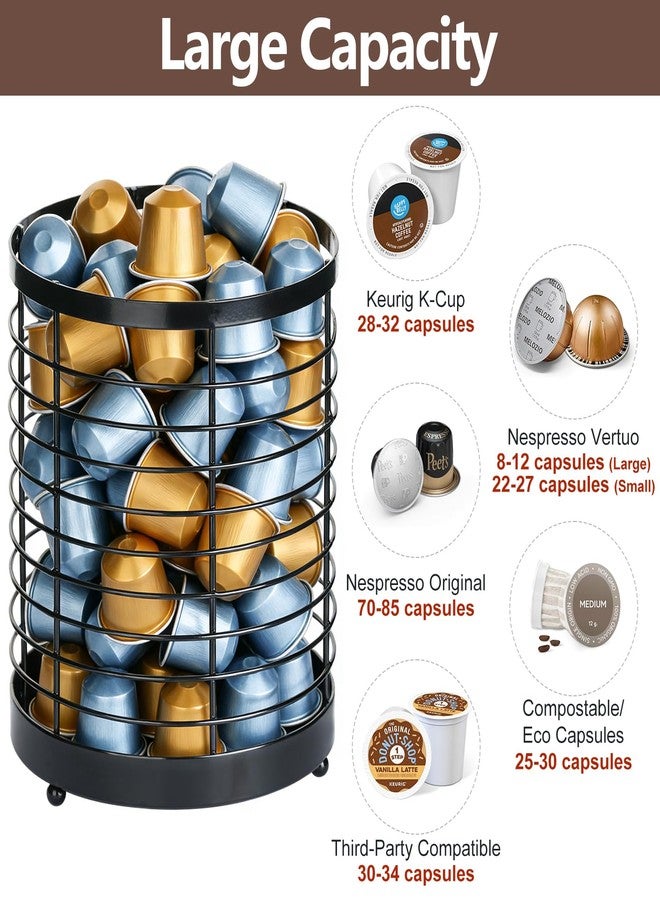 IWNTWY Coffee Pod Holder, Large Capacity K Cup Holder for Kitchen Countertop, Black Modern Basket Coffee Bar Station Espresso Pods Capsules Organizer - Image 3