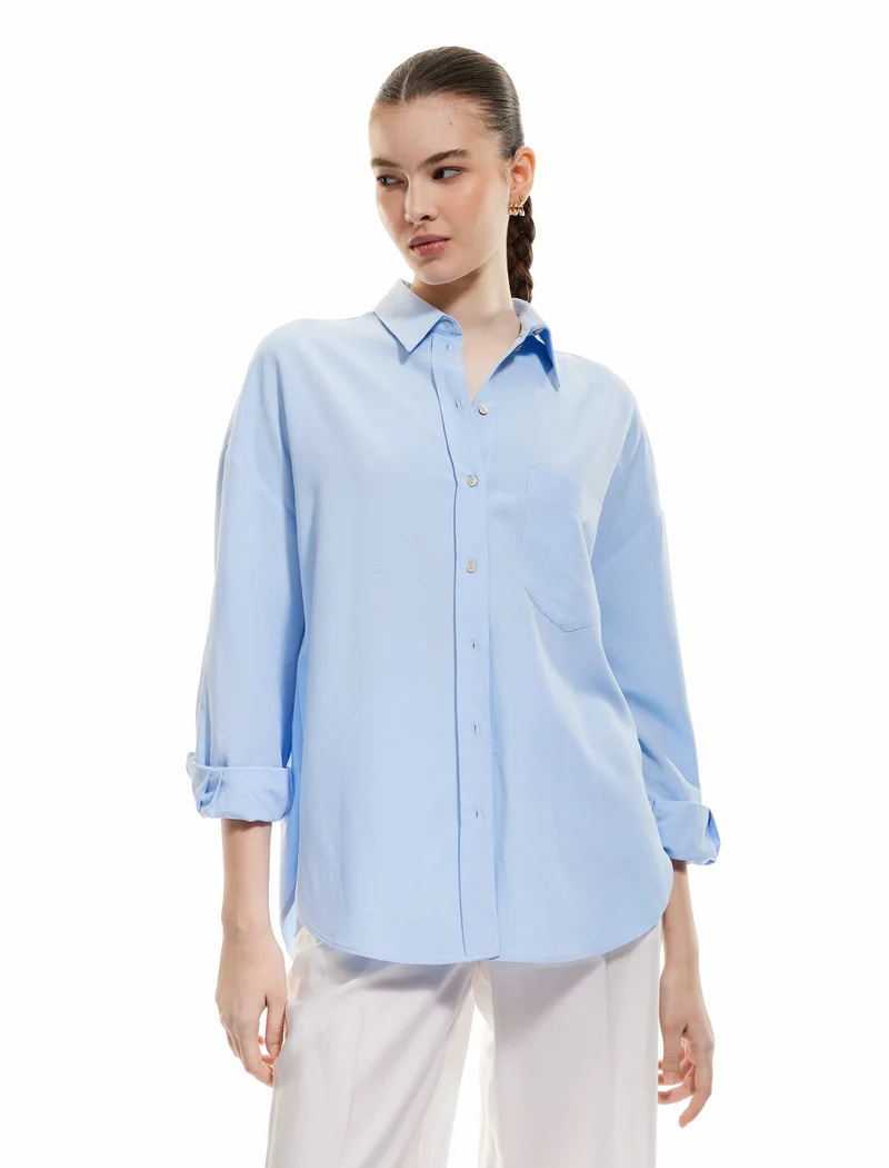 كوتون Linen Blend Shirt