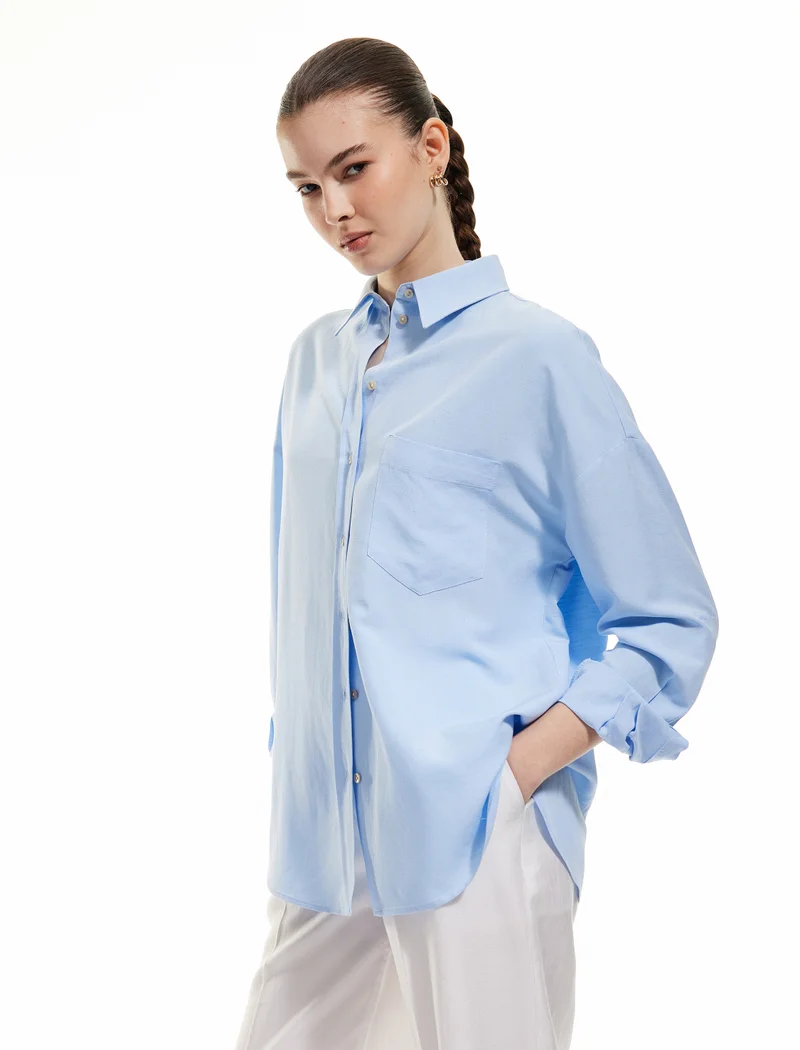 كوتون Linen Blend Shirt