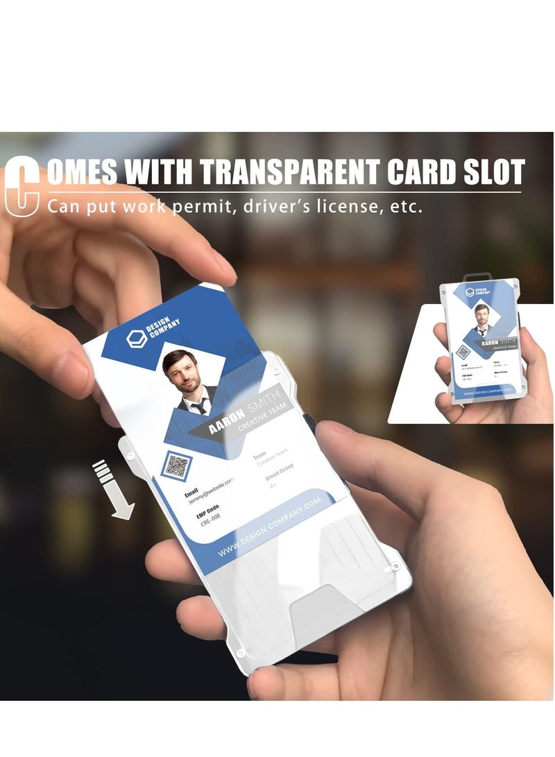 سيوسي محفظة للرجال مقطع أموال من الألومنيوم المعدنية مع عمل شفاف معد RFID محفظة معاداة العمل حامل بطاقة العمل مع شارة النافذة واضحة محفظة ضئيلة ضئيل (سيلفر القمر) - Image 2