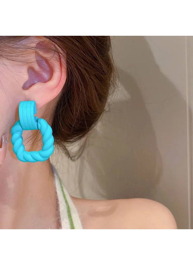 FLUFFY - Square Earring Of Fluffy Women's Accessories-Blue - Image 1