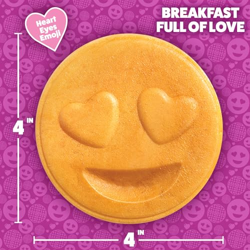 CucinaPro Heart Eyes Emoji Mini Waffle Maker- Special Breakfast w Cute Personal-Sized 4" Smiley Face Pancakes- Electric NonStick Baker Iron with Recipes- Loving Treat Gift for Her Him- Kids Adults Easy Fun Bake - Image 2