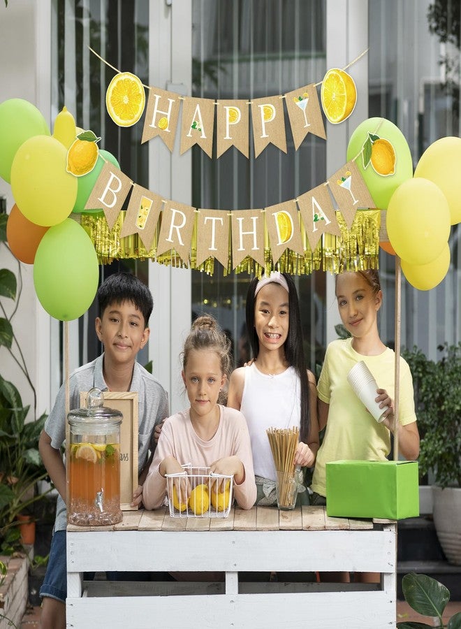 FOZEE Lemon Happy Birthday Banner, Lemon themed Party Decor, Summer Birthday Banner, Lemon Garland, Lemon Birthday Party Decorations - Image 4