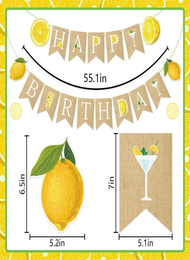 FOZEE Lemon Happy Birthday Banner, Lemon themed Party Decor, Summer Birthday Banner, Lemon Garland, Lemon Birthday Party Decorations - Image 2