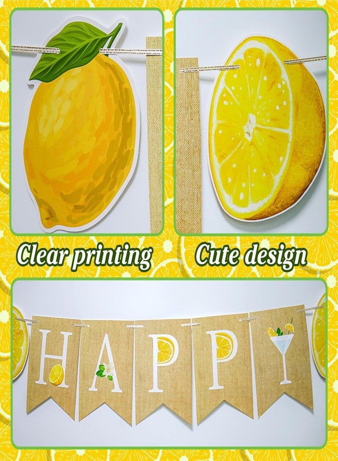 FOZEE Lemon Happy Birthday Banner, Lemon themed Party Decor, Summer Birthday Banner, Lemon Garland, Lemon Birthday Party Decorations - Image 3