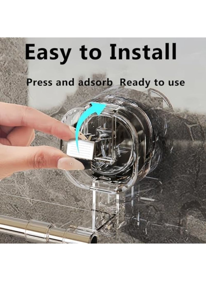 SYOSI Suction Cup Towel Bar - Adjustable Stainless Steel Towel Rack for Bathroom (13.77in-27.55in), Wall Mounted No Drilling, Double Rod Towel Holder for Bathroom Accessories (Silver) - Image 3