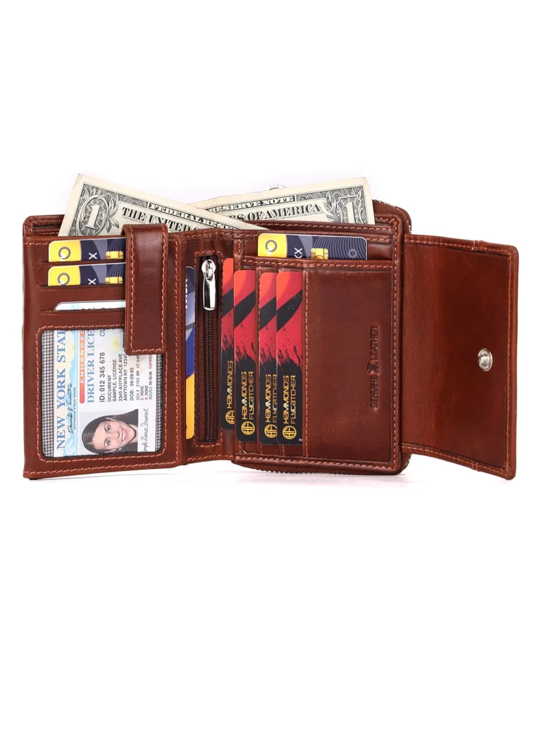 HAMMONDS FLYCATCHER Wallet for Women -  Leather Ladies Wallet - 14 Card Slots - RFID Protection - 3 ID Card Slots - Women's Wallet -Daily Use, Women Money Purse - Blazing Brown | 6P89