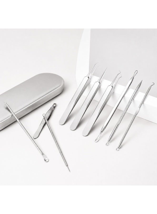 DUcare 9-piece stainless steel medical-grade blackhead and acne removal tool set with a professional metal case for pore cleansing and blemish removal for all skin types. - Image 2