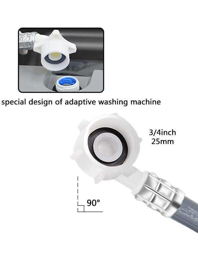 GUSGU 1.5M Washing Machine Inlet Hose with 3/4 in nylon female connector straight and 90 degree elbow female connector with gaskets, PVC extra durable - Image 4
