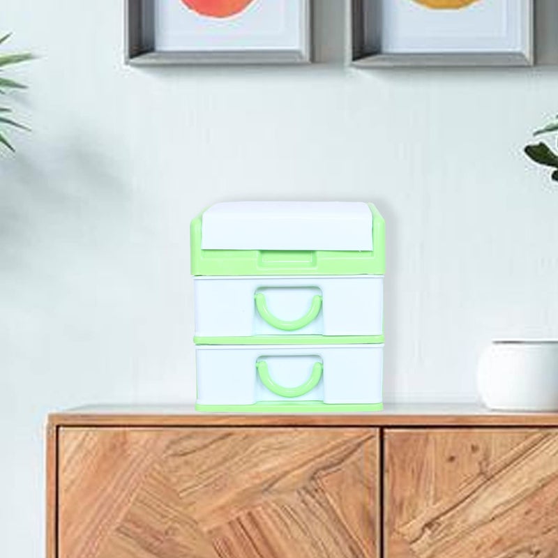Kuber Industries Kuber Industries Cabinet Organizer | Plastic Storage Drawer for Kitchen | Cabinet Box for Bedroom | Jewellery Storage Box | Drawer Organizer |Super-Star 2+1 | Green  - Image 4