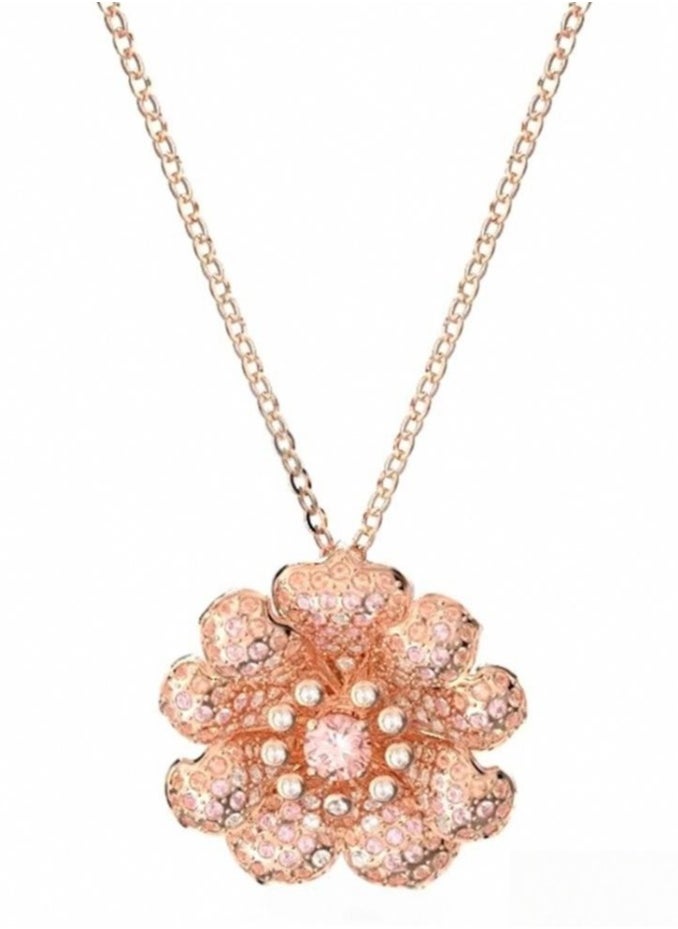 Chomel - Rose gold heart lotus lotus shaped necklace - Image 1