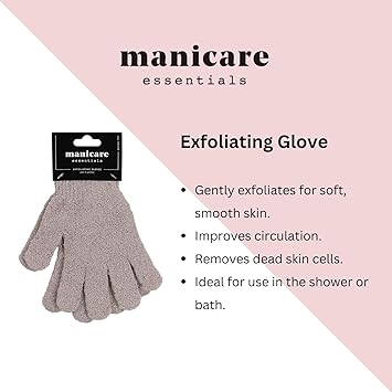 Manicare Exfoliating Gloves Shower Bath Spa Cleansing Washing Exfoliating Wash Mitt Loofah Good For Circulation Cellulite Ingrown Hair And Dry Dead Skin Removal SelfTan Application One Size - Image 2