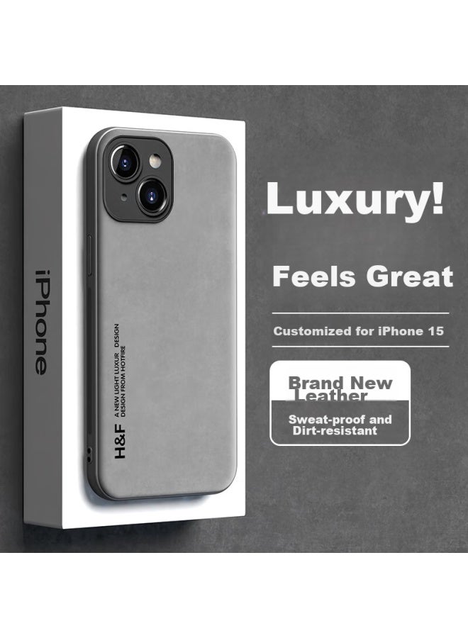 Hotfire Iphone 15 Case, Iphone 15 Protective Cover, Upgraded Skin-like Lambskin Matte Lens Full Protection Silicone Case For Men And Women Gray - Image 1
