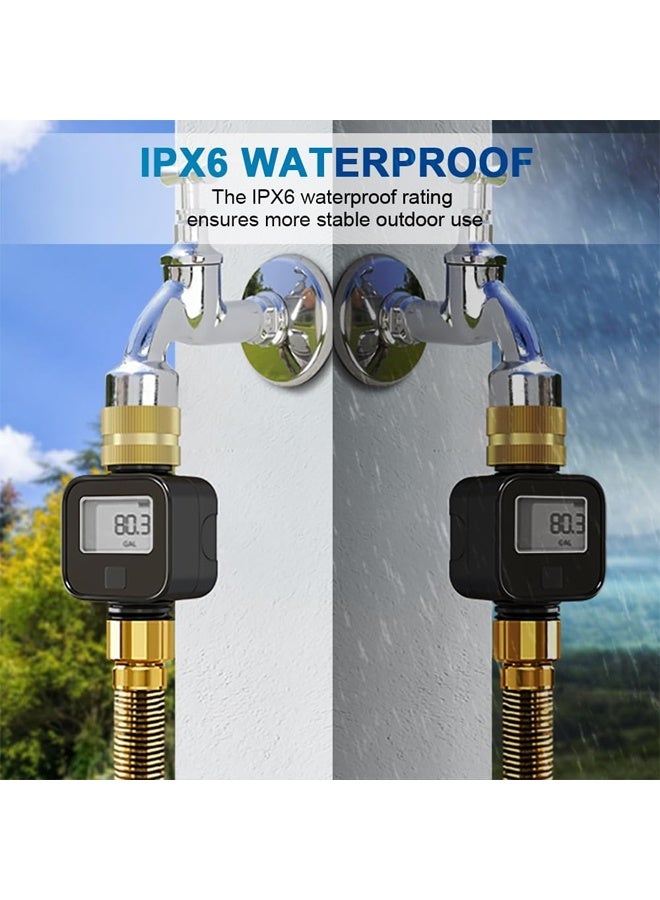 DUNISO Water Meter, Read of Cubic Flow Meter, Measures Gallons/Liters & Flow Rate, Ideal for Outdoor Garden Hose Watering, RV Water Tank Filling, Lawn Sprinkler, Nozzle Sprayer - Image 3