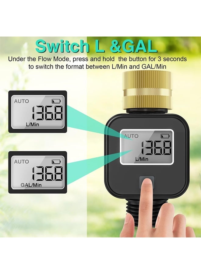 DUNISO Water Meter, Read of Cubic Flow Meter, Measures Gallons/Liters & Flow Rate, Ideal for Outdoor Garden Hose Watering, RV Water Tank Filling, Lawn Sprinkler, Nozzle Sprayer - Image 4