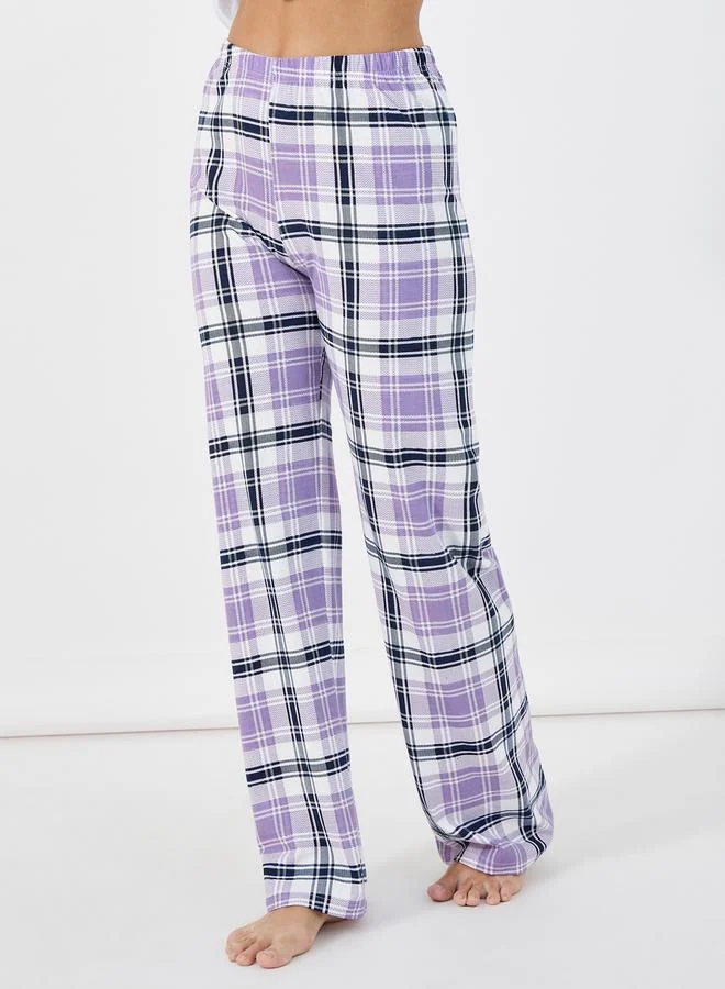 Styli Koala Graphic Long Sleeves T-Shirt & Check Pyjama Set
