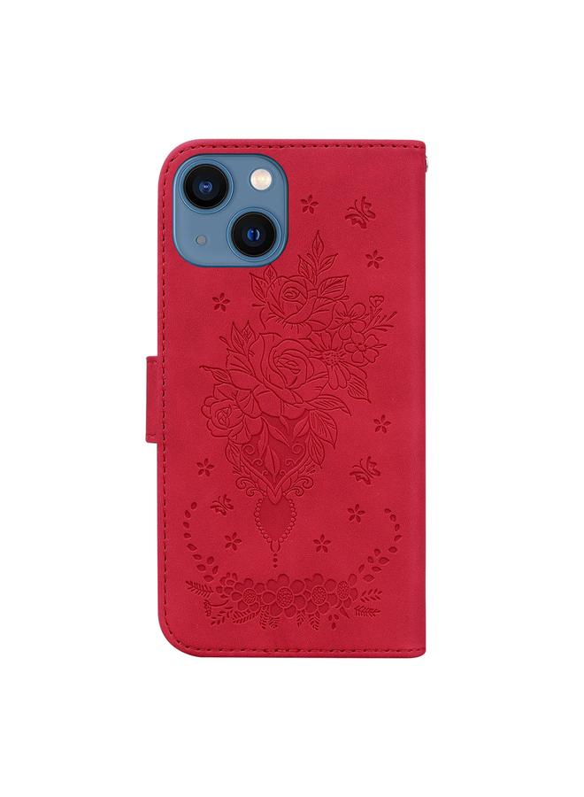 S-TOP Case For iPhone 14 Butterfly Rose Embossed Leather Phone Case - Image 3