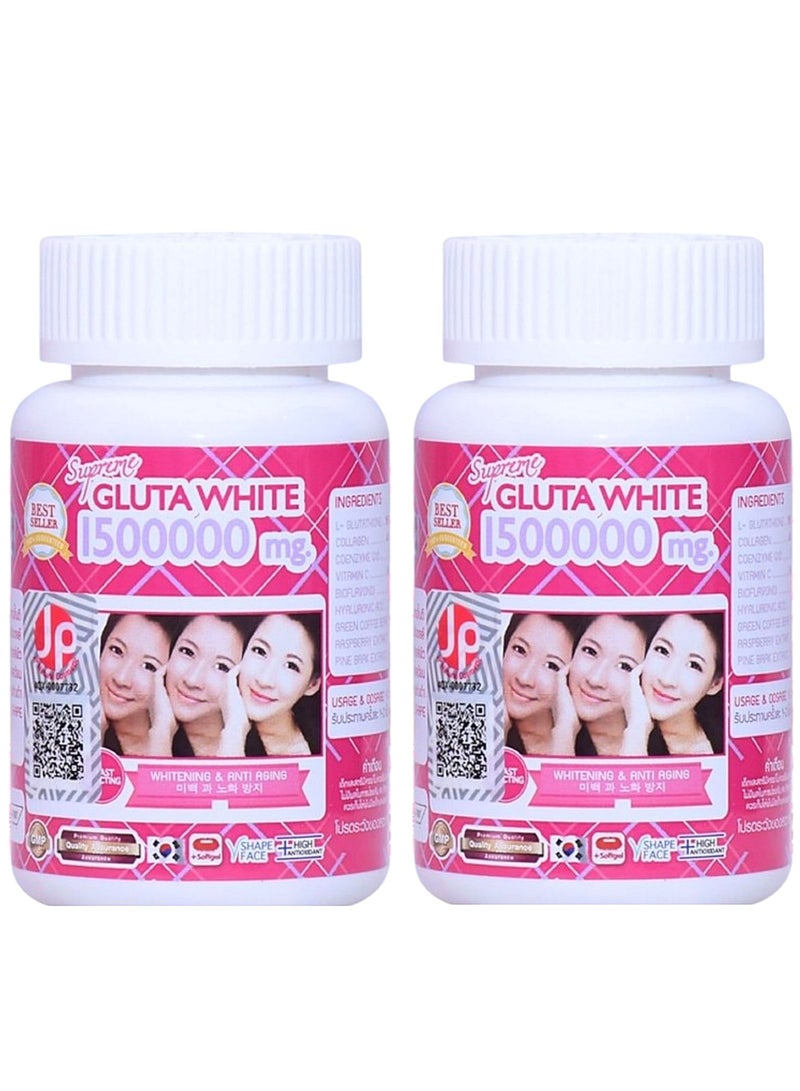 الجلوتا الأبيض كبسولات التبييض الكورية جلوٹا وايت 1500000 (عبوة من 2)