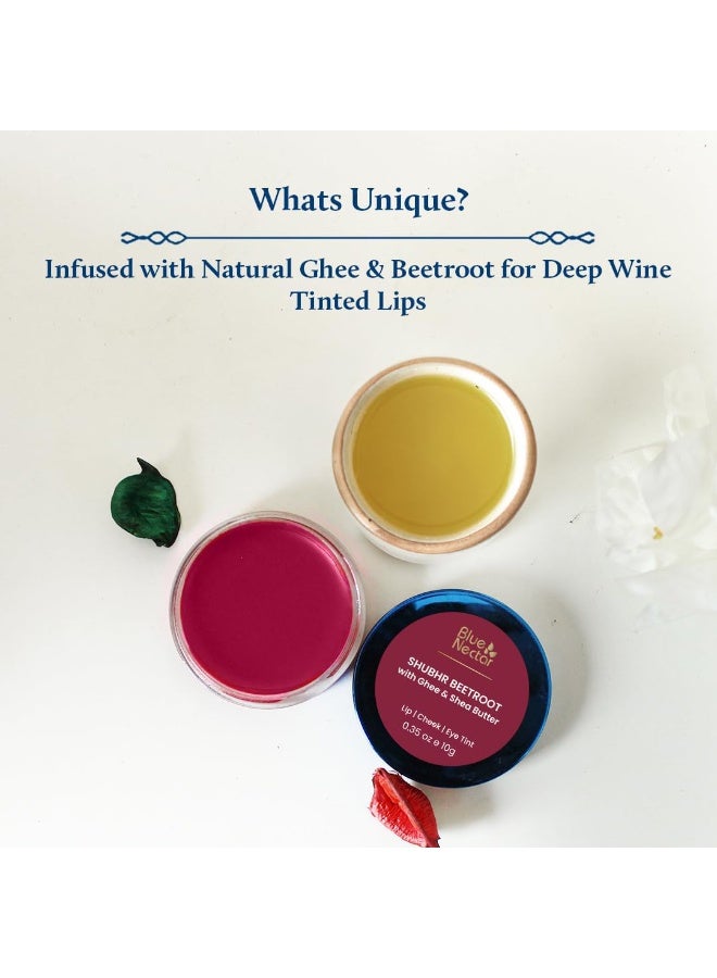 Blue Nectar Lip Tint Balm for Deep Wine Tinted Lips | Natural Beetroot Lip Balm Moisturizer for Dry Skin with Organic Ghee & Shea Butter | Long Lasting Hydrating Lip Tint (10g) - Image 2