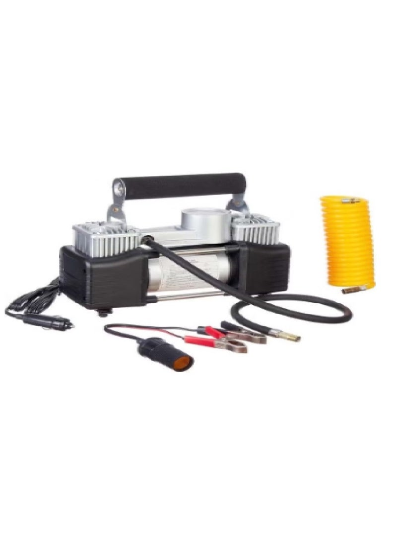 Heavy Duty Double Cylinder 2 Pistum Car Tire Inflator and Compressor with Bag for Easy Carrying and Storage - Image 1