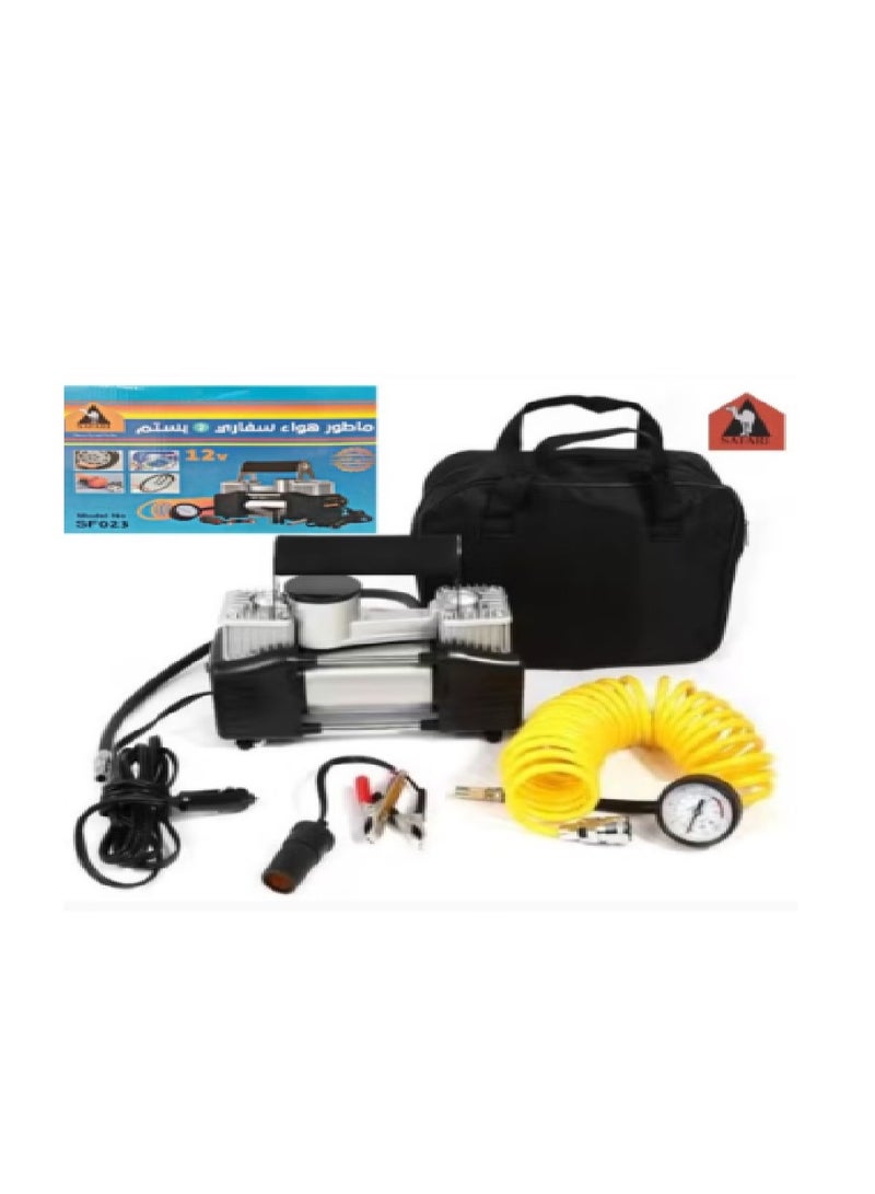 Heavy Duty Double Cylinder 2 Pistum Car Tire Inflator and Compressor with Bag for Easy Carrying and Storage - Image 2