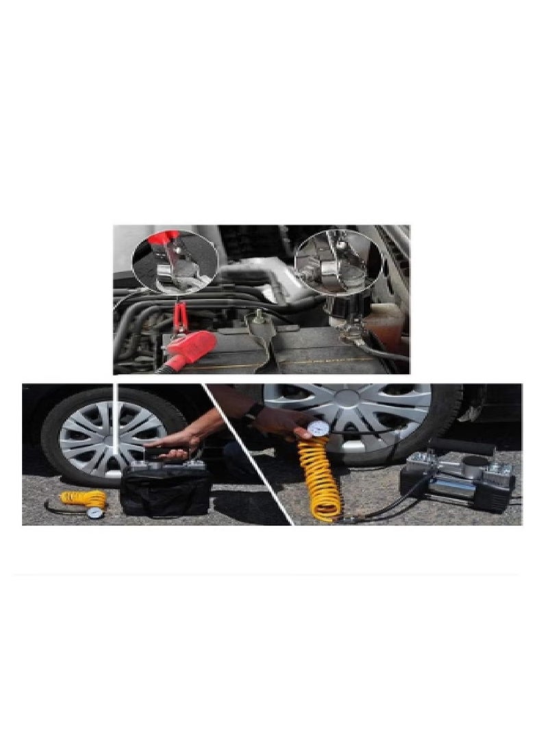 Heavy Duty Double Cylinder 2 Pistum Car Tire Inflator and Compressor with Bag for Easy Carrying and Storage - Image 3
