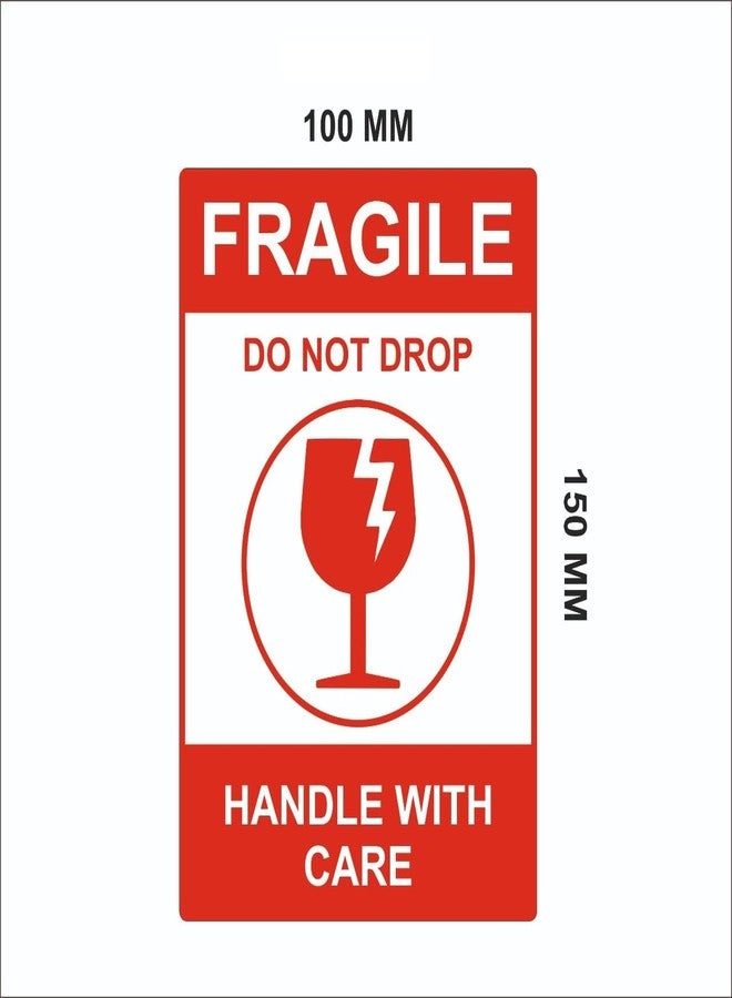 True-Ally ملصقات True-Ally الكبيرة القابلة للكسر - 100 × 150 مم (4 × 6 بوصة) ملصقات حمراء لاصقة قوية تحذيرية للتعامل بحذر مع الشحن وتعبئة البضائع ونقلها (لفة من قطعتين - 200 ملصق) - Image 2