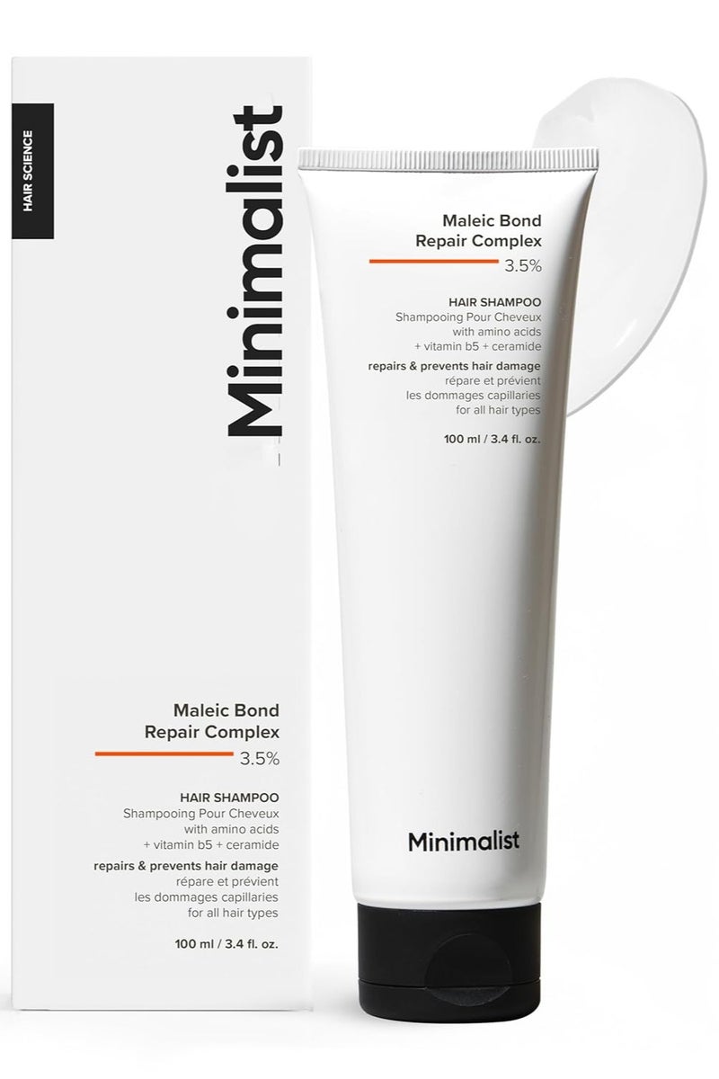 منيماليست شامبو للشعر بمركب ماليك بوند ريبير كومبلكس 3.5% مع السيراميد وزيت جوز الهند والبيتين - للشعر التالف والمجعد - للنساء والرجال - لجميع أنواع الشعر - 100 مل - Image 1