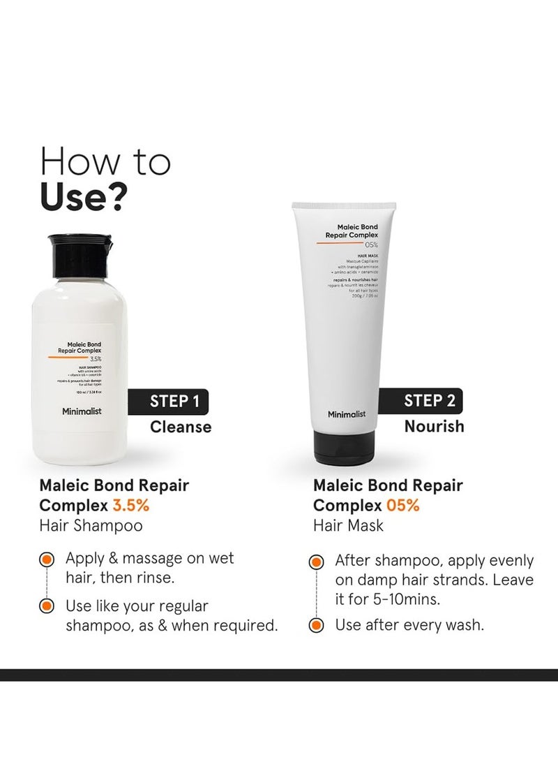 منيماليست شامبو للشعر بمركب ماليك بوند ريبير كومبلكس 3.5% مع السيراميد وزيت جوز الهند والبيتين - للشعر التالف والمجعد - للنساء والرجال - لجميع أنواع الشعر - 100 مل - Image 4