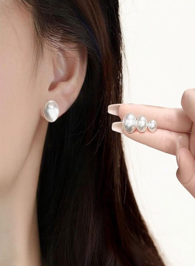 DATOA 12 Pairs Set Pearl Stud Earrings Minimalist Dainty Hypoallergenic Elegant Round Ball Beads Stud Earrings Set for Women（5mm 8mm 10mm 12mm） - Black - Image 3