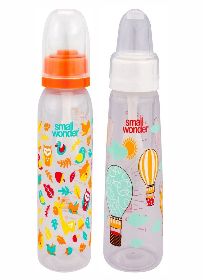 Small Wonder Baby Feeding Bottle Slim Neck Admire and Natural 250 ml Pack of 2, Ballon & Animal Print, with Anti Colic Nipple with Feeding Spoon, New Born/Toddler Upto 3 Years, BPA Free, Multi Colour - Image 1