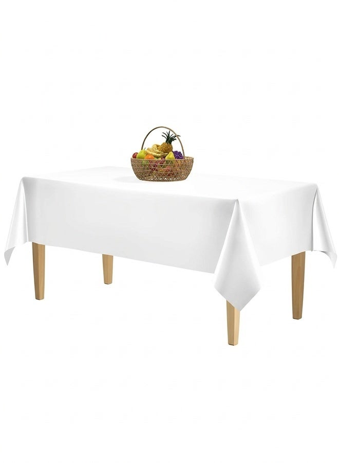 Beauenty 5-Pack White Disposable Plastic Tablecloth for Rectangle Tables（54 x 108 inch）,Premium thickening Plastic Table Cloth for Wedding,Party,Picnic,Camping and Banquet,Disposable or Reusable in - Image 1