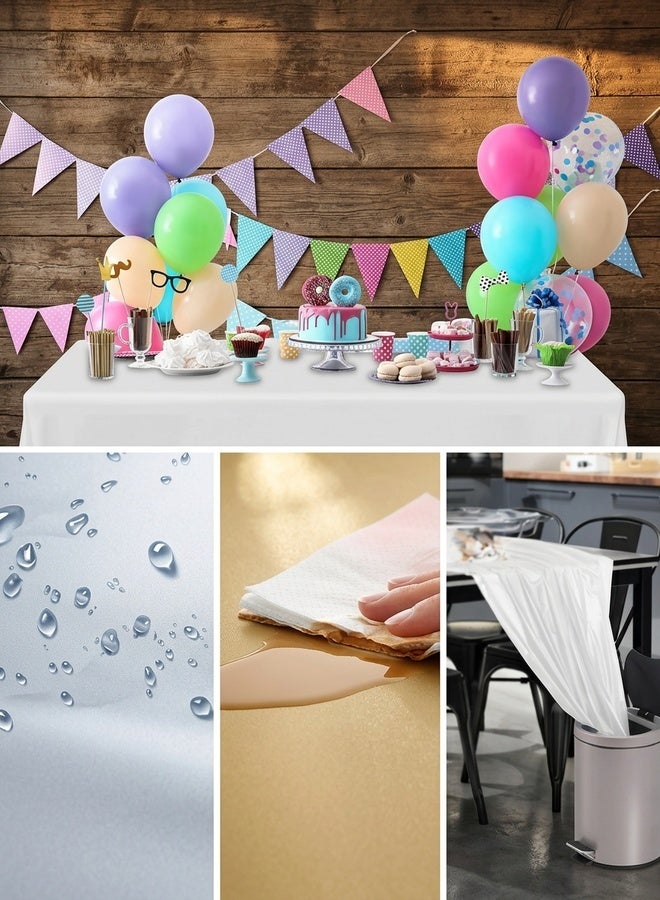 Beauenty 5-Pack White Disposable Plastic Tablecloth for Rectangle Tables（54 x 108 inch）,Premium thickening Plastic Table Cloth for Wedding,Party,Picnic,Camping and Banquet,Disposable or Reusable in - Image 2