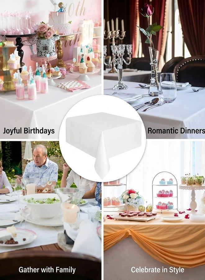 Beauenty 5-Pack White Disposable Plastic Tablecloth for Rectangle Tables（54 x 108 inch）,Premium thickening Plastic Table Cloth for Wedding,Party,Picnic,Camping and Banquet,Disposable or Reusable in - Image 4