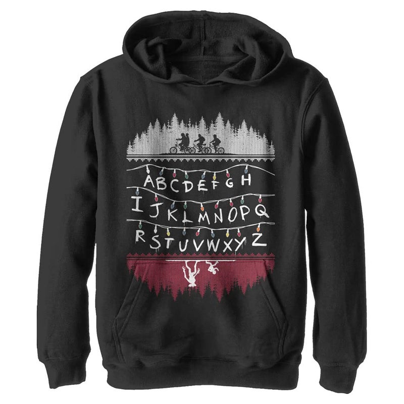 Netflix unisex child Stranger Things Alphabet Lights Youth Pullover novelty hoodies, Black, X-Large US