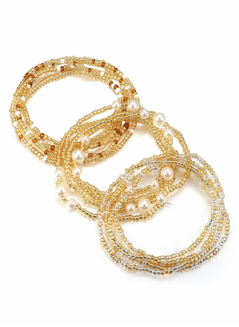 SYOSI SYOSI Waist Beads for Women, Belly Chain Adjustable Boho Multilayer Waist Chain, African Waist Beads Plus Size Bikini Jewelry, 3pcs  - Image 1