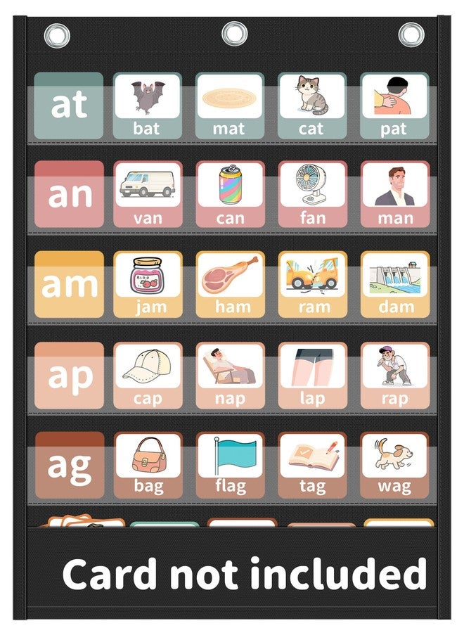 Yoink 5+1 Standard Pocket Chart, 5 Clear Pockets with 1 Extra Storage for Classroom Alphabet Learning, Chore Chart, Word Wall and Sentence Strips Chart for Teachers, Black (25.2" x 17.1") - Image 1