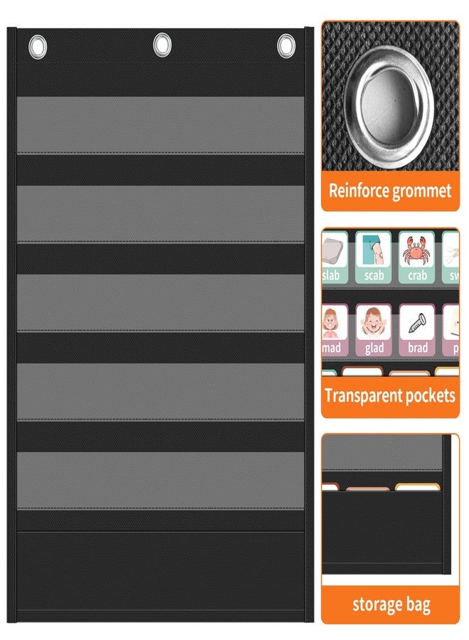 Yoink 5+1 Standard Pocket Chart, 5 Clear Pockets with 1 Extra Storage for Classroom Alphabet Learning, Chore Chart, Word Wall and Sentence Strips Chart for Teachers, Black (25.2" x 17.1") - Image 4