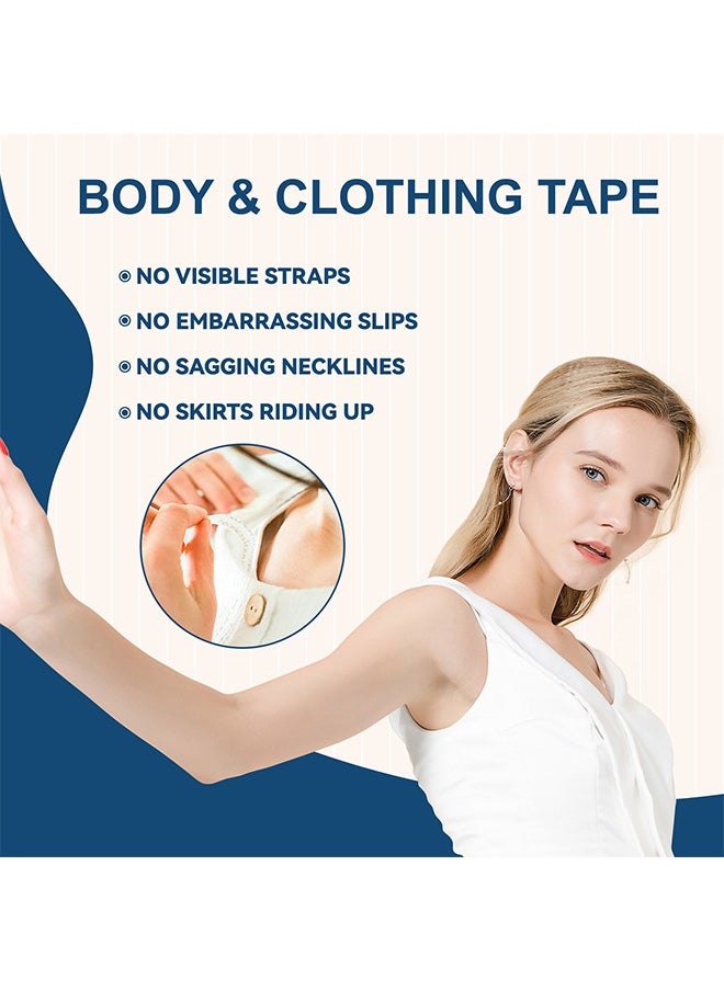 Elaimei Body And Clothing Tapes, Waterproof Double Sided Strong Transparent Clear Body Tape Fashion Tape For Clothes, Dispenser Disposable Tapes For Women 80 Strips  - Image 3
