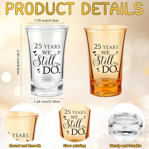 SiliFine 36 Sets 25th Wedding Anniversary Party Favors We Still Do 25 Years Wedding Shot Glasses Thank You Tags Anniversary Decorations Gifts for Guest Favors Celebration Return Gifts - Image 3